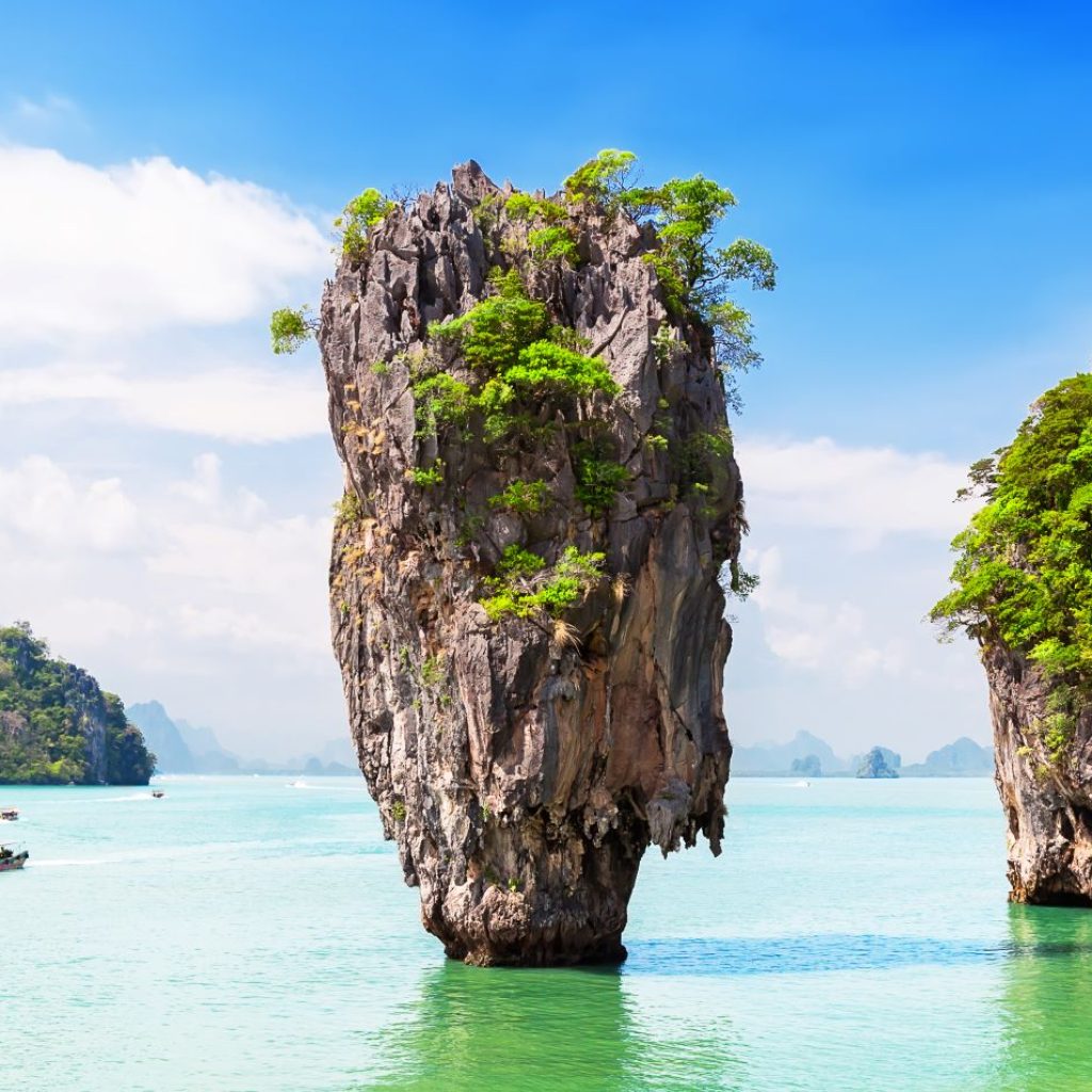 A longtail boat at James Bond Island, Phang Nga Bay