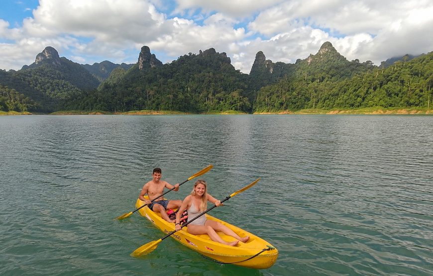 From Khao Lak: Cheow Lan Lake Longtail Boat, Cave & Kayaking Tour