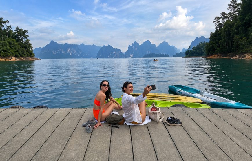 From Khao Lak: Cheow Lan Lake Longtail Boat, Cave & Kayaking Tour