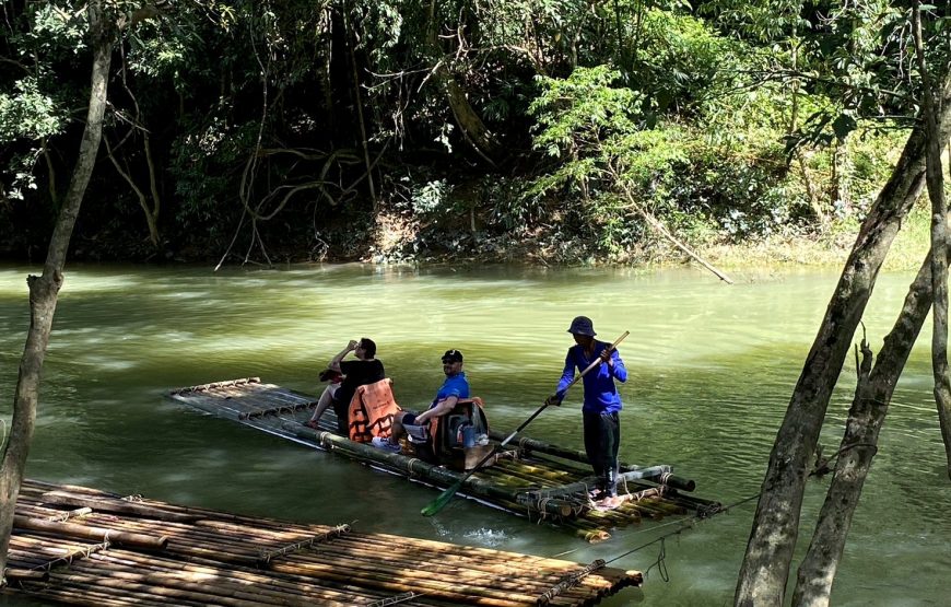 From Khao Lak: Khao Sok Jungle Trek, Bamboo Rafting & Sunset Wildlife Tour